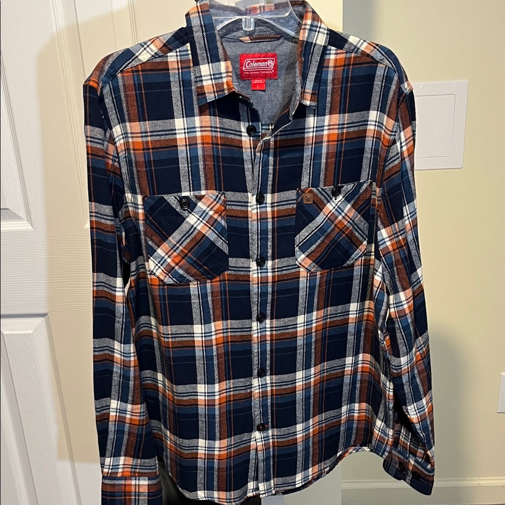 Coleman Men's Blue and Orange Checkered Shirt